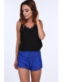 Kornblumenblaue Bommel-Shorts 20441 – Online-Shop – Boutique